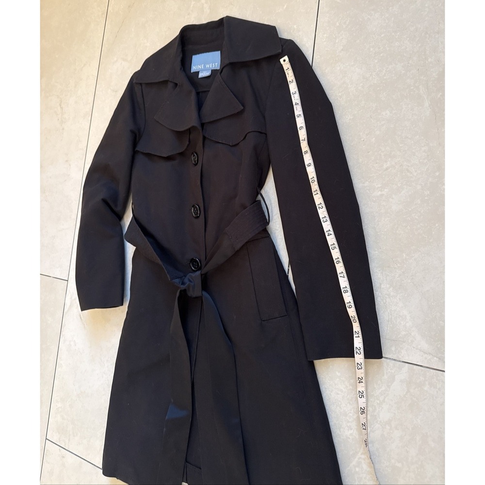 Utility Trench Coat Cotton Nine West Black Minimalist Classic Layering Jacket